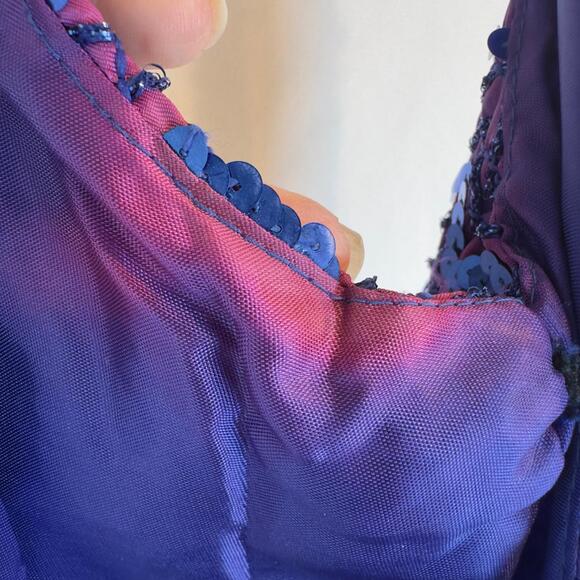 Vintage Purple Sequin Zigzag Mini Dress 11/12 Party Prom Glam 90s - Picture 6 of 10